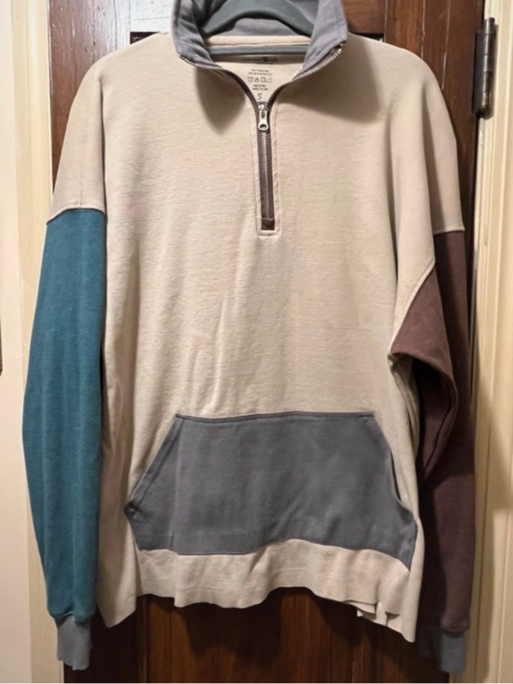 NATURAL LIFE OVERSIZED COLOR BLOCK QUARTER -Zip SWEATSHIRT